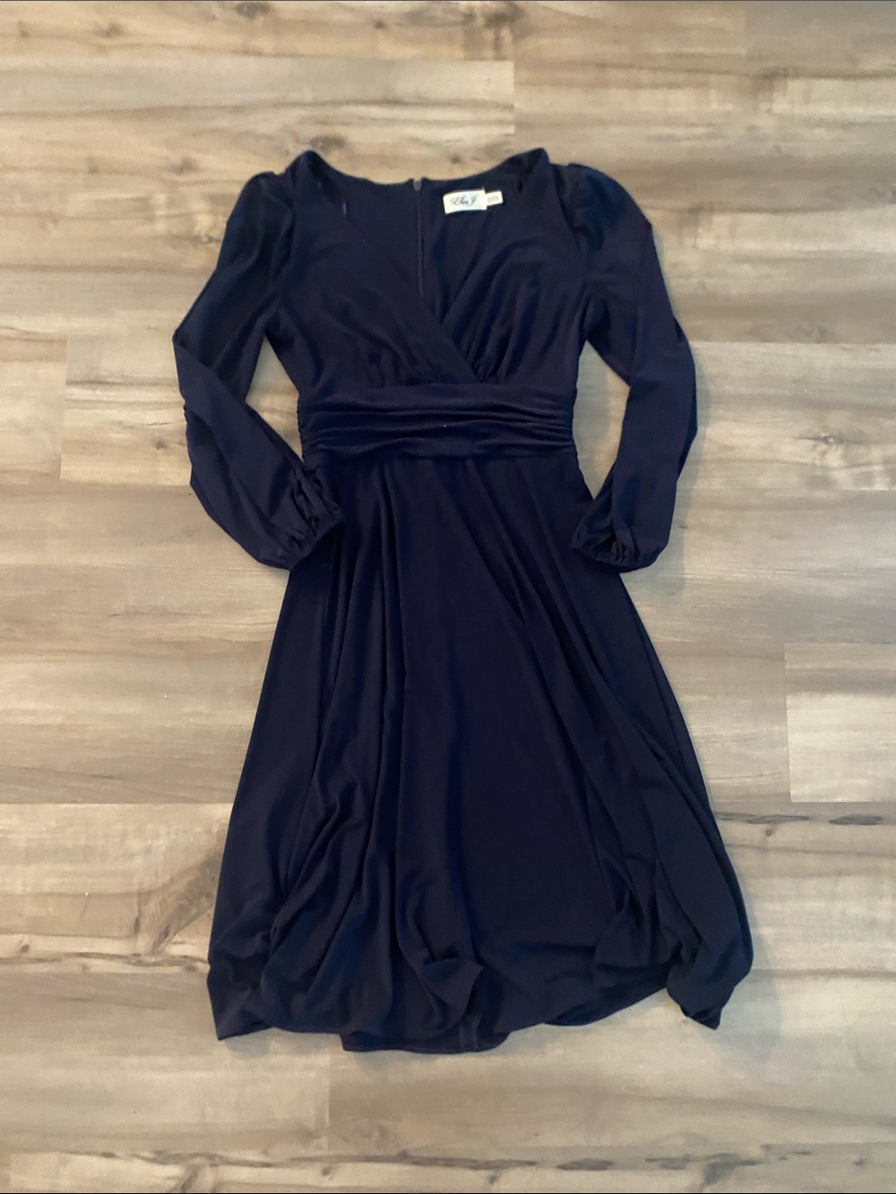 Eliza J Deep Navy Long Sleeve Wrap Dress